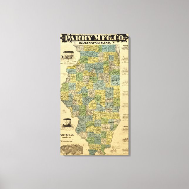Map of Illinois 2 Canvas Print (Front)