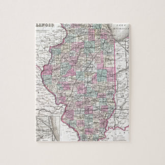 Map of Illinois, Joseph Hutchins Colton Jigsaw Puzzle