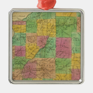 Map of Illinois Metal Tree Decoration