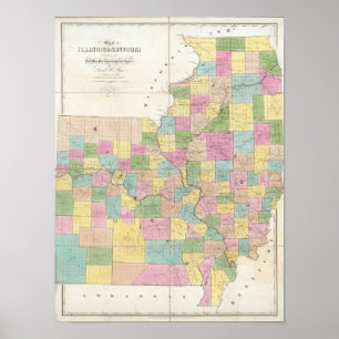 Map of Illinois & Missouri Poster
