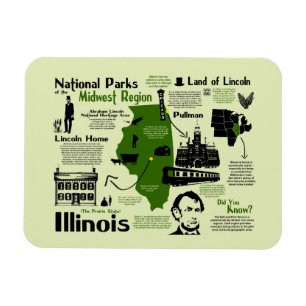Map of Illinois National Parks Magnet