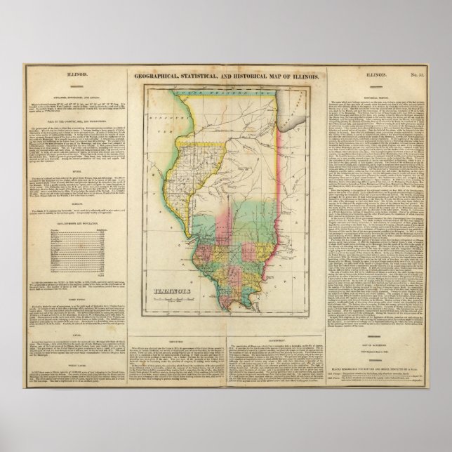 Map Of Illinois Poster (Front)
