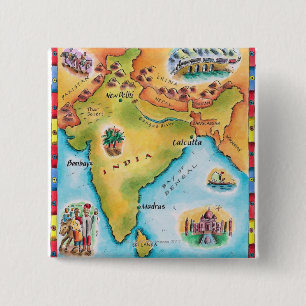 Map of India 15 Cm Square Badge