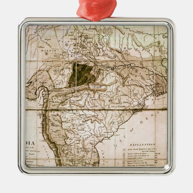 Map of India, 1803 Metal Tree Decoration (Front)