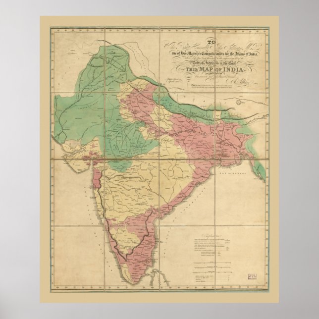 Map of India (1818) Poster (Front)