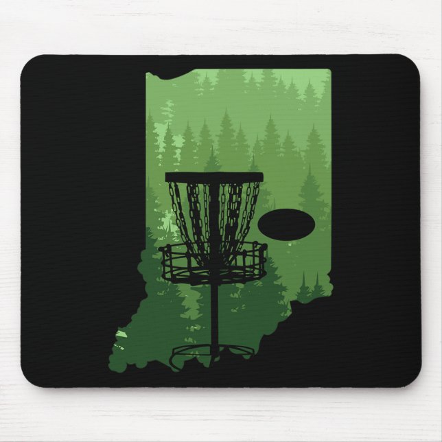 Map Of Indiana Disc Golf Player Frisbees Disc Golf Mouse Pad (Front)