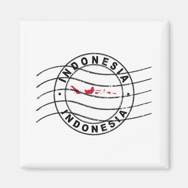 Map of Indonesia, Postal Passport Stamp Magnet (Front)