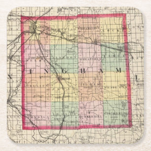 Map of Ingham County, Michigan Square Paper Coaster