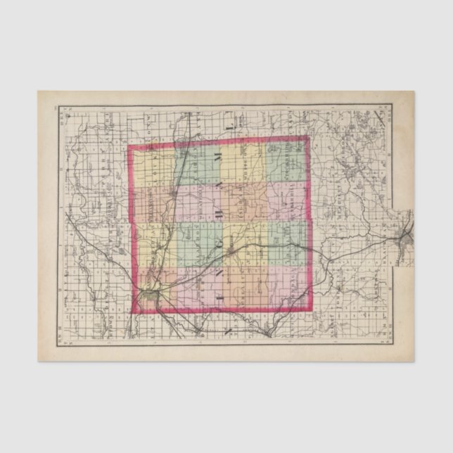 Map of Ingham County, Michigan Tissue Paper (Front)