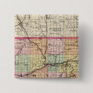 Map of Ionia County, Michigan 15 Cm Square Badge