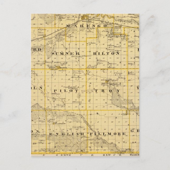 Map of Iowa County, State of Iowa Postcard (Front)