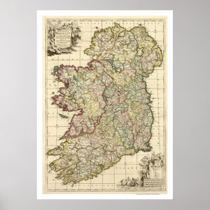 Map of Ireland by Frederik de Wit 1710 Poster