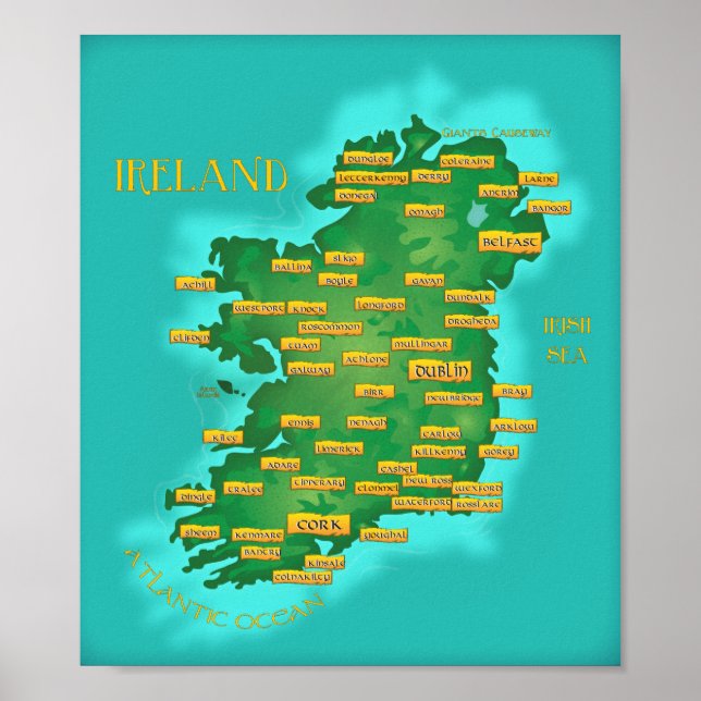 Map Of Ireland Poster (Front)