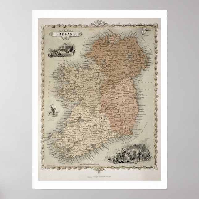 Map of Ireland, published c.1850 (hand-colored en Poster (Front)