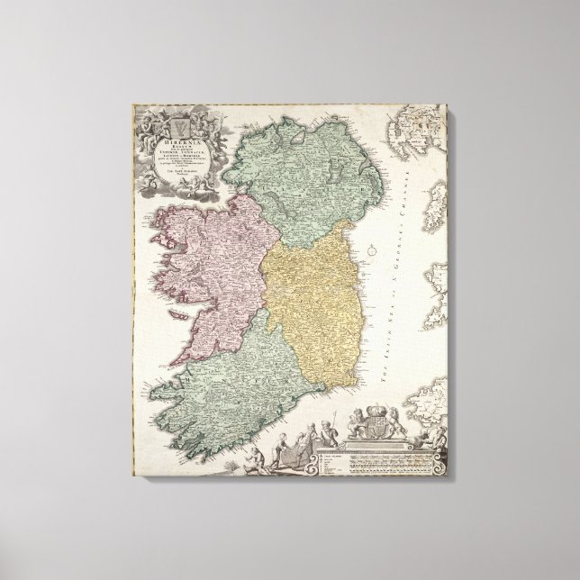 Map of Ireland showing the Provinces of Ulster Canvas Print (Front)