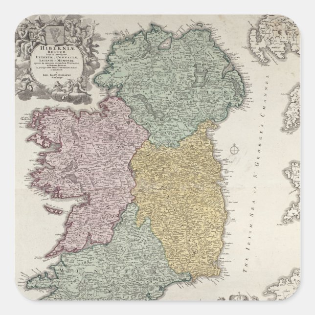 Map of Ireland showing the Provinces of Ulster Square Sticker (Front)
