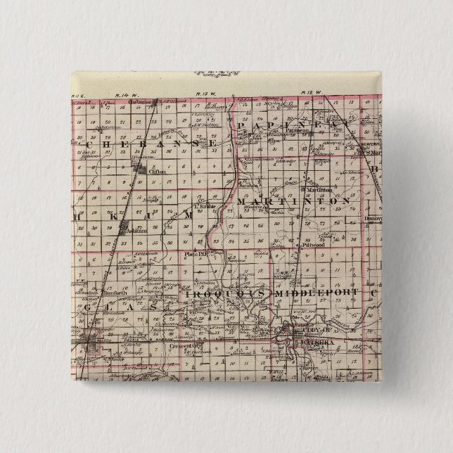 Map of Iroquois County 15 Cm Square Badge (Front)