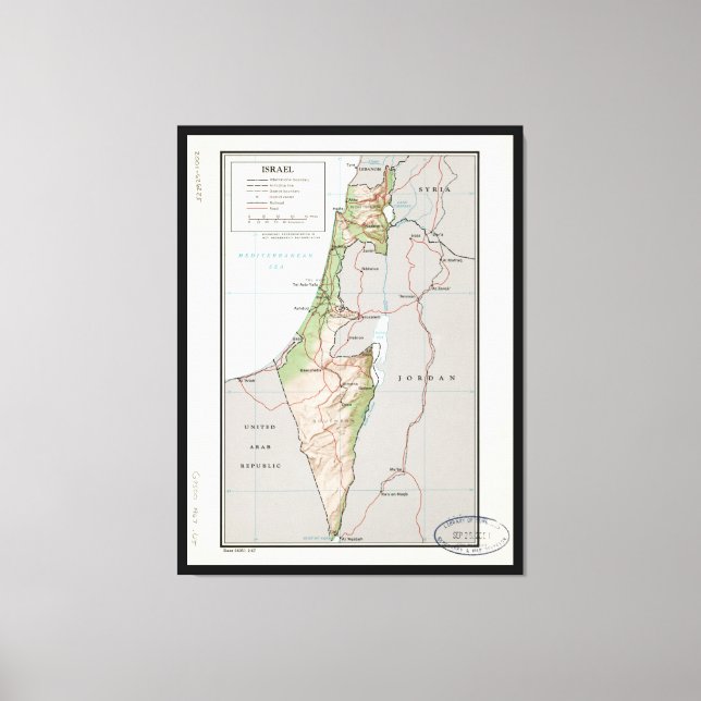 Map of Israel (1967) Canvas Print (Front)