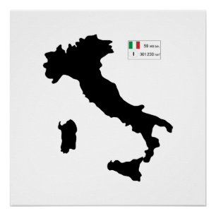 Map of Italy and big data Poster