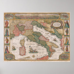 Map of Italy by Cornelis II Danckerts 1640 Poster