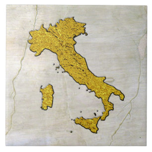 Map of Italy Gold on Fresco Pattern Tile