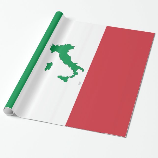 Map of Italy - Italian Flag Wrapping Paper (Unrolled)