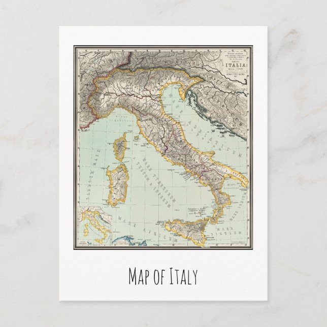 Map of Italy Italy   Postcard (Front)