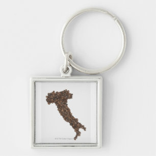 Map of Italy made of Coffee Beans Key Ring