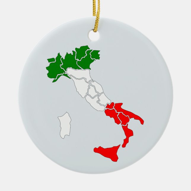 Map of Italy ornament. Ceramic Tree Decoration (Front)
