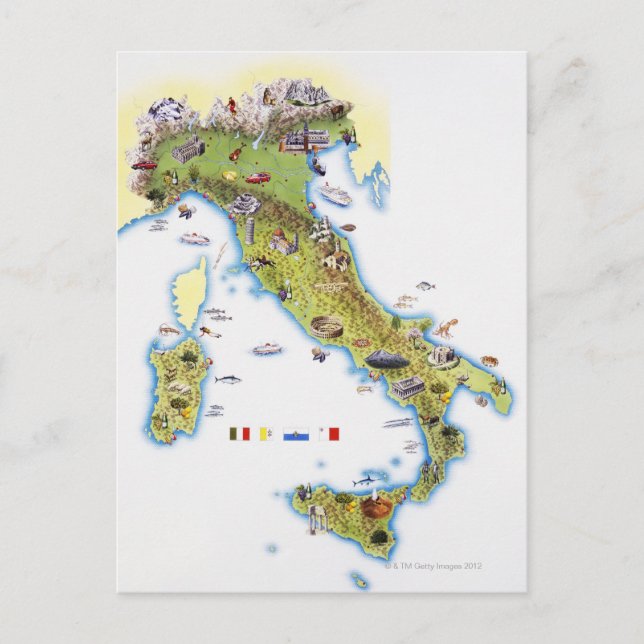 Map of Italy Postcard (Front)