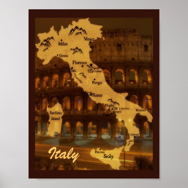 Map of Italy Poster (Front)