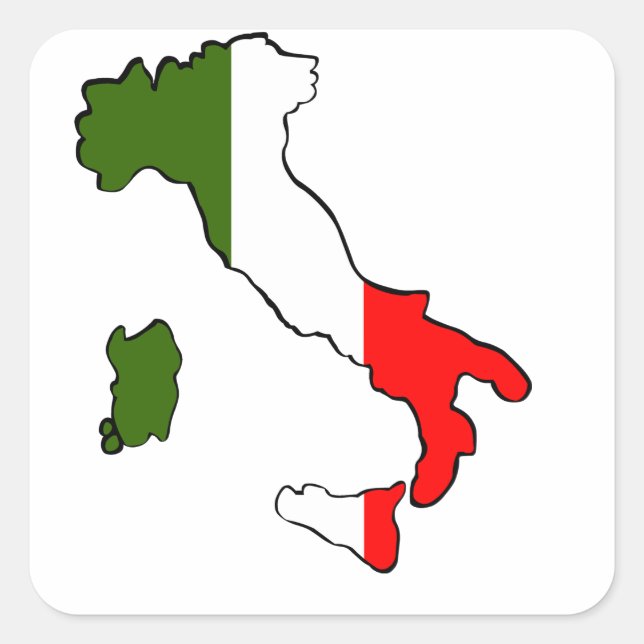 Map of Italy Square Sticker (Front)