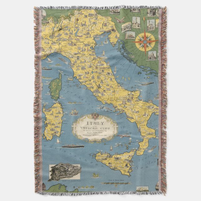 Map of Italy with Vatican City Throw Blanket (Front Vertical)