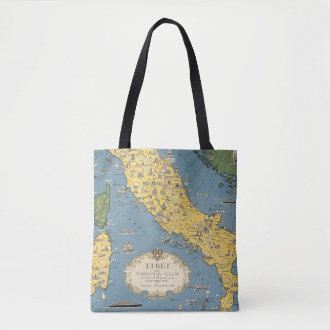 Map of Italy with Vatican City Tote Bag (Front)