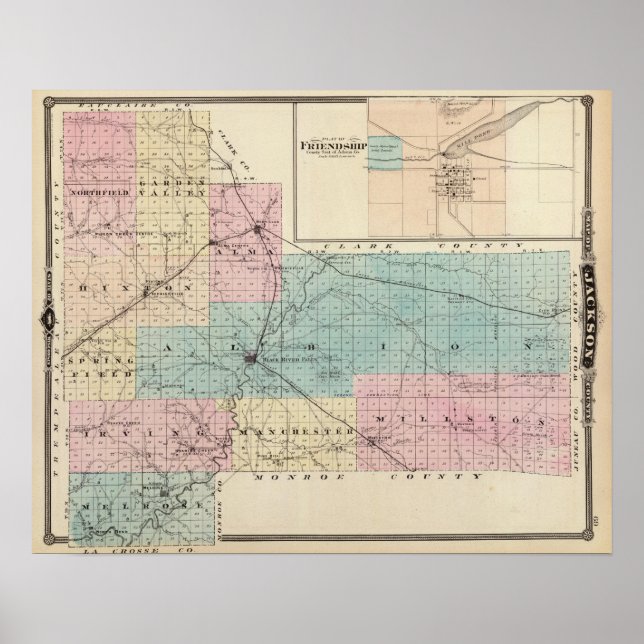 Map of Jackson County, Plat of Friendship Poster (Front)