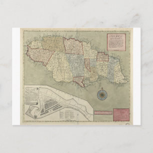 Map of Jamaica (1771) Postcard