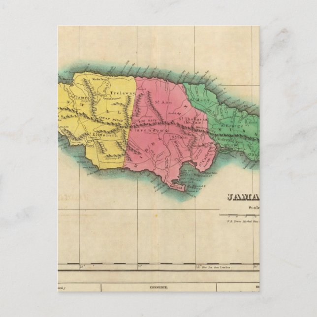 Map Of Jamaica Postcard (Front)