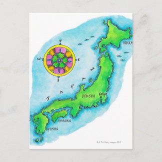 Map of Japan Postcard