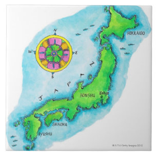 Map of Japan Tile
