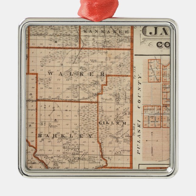 Map of Jasper County Metal Tree Decoration (Front)