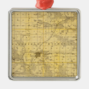 Map of Jefferson County, State of Iowa Metal Tree Decoration