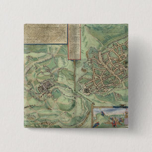 Map of Jerusalem, from 'Civitates Orbis Terrarum' 15 Cm Square Badge