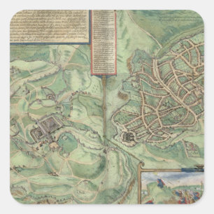 Map of Jerusalem, from 'Civitates Orbis Terrarum' Square Sticker
