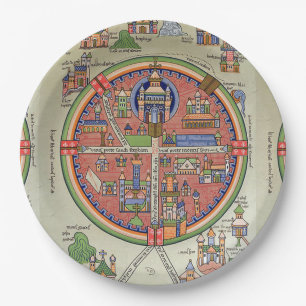 Map of Jerusalem paper plate