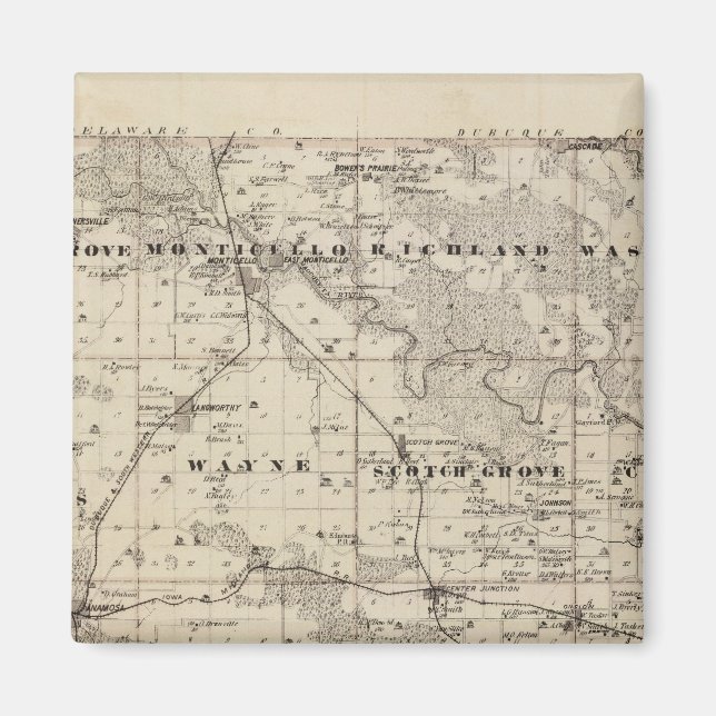 Map of Jones County, State of Iowa Magnet (Front)