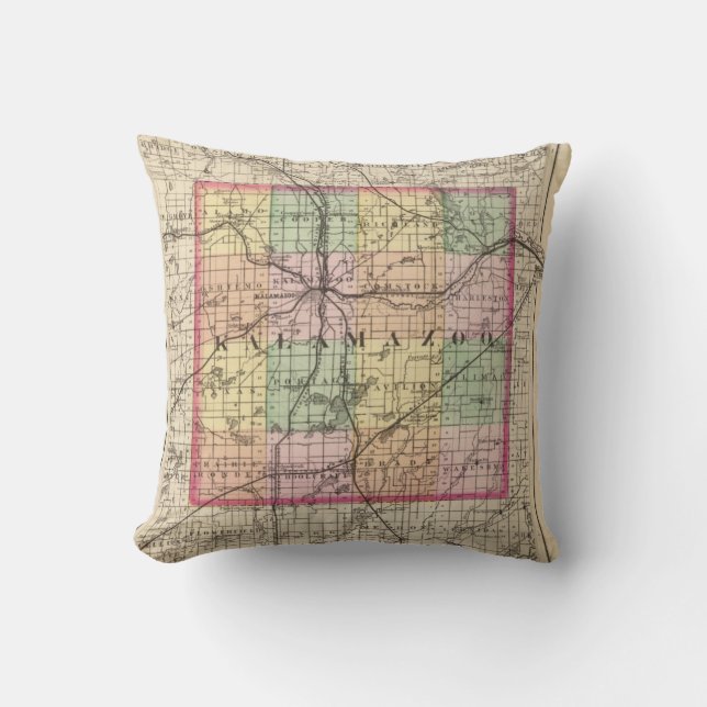 Map of Kalamazoo County, Michigan Cushion (Front)