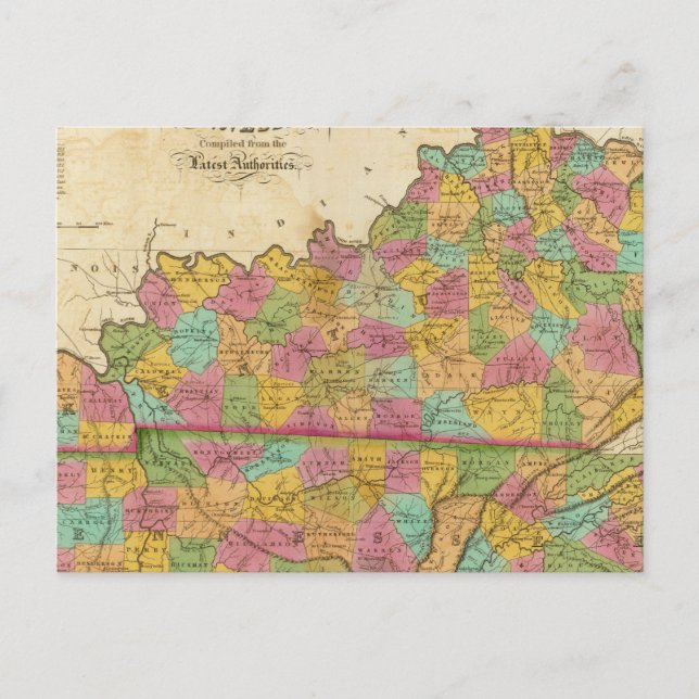 Map of Kentucky And Tennessee Postcard (Front)
