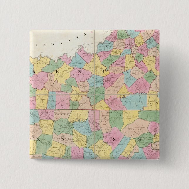 Map of Kentucky & Tennessee 15 Cm Square Badge (Front)