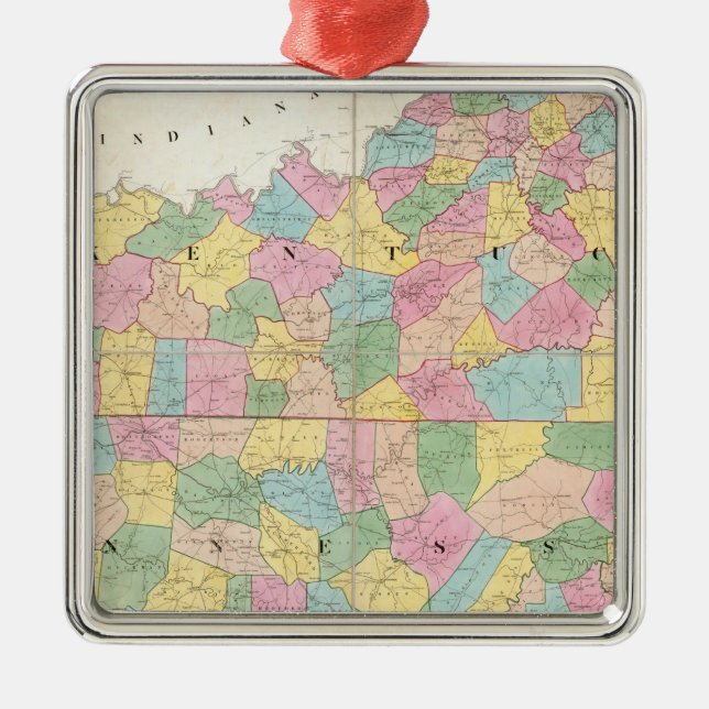 Map of Kentucky & Tennessee Metal Tree Decoration (Front)