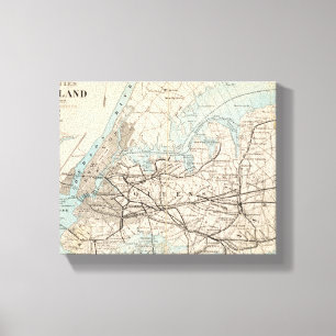 Map of Kings, Queens, Long Island Canvas Print